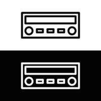 Car audio player icon. Outline of car audio player vector icons for web design isolated on white and black background