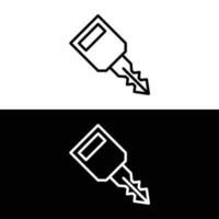 Car key icon. Simple key design in Outline style on white and black background vector