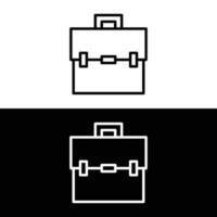 Briefcase portfolio outline icon, vector isolated symbol on white and black background