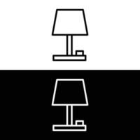 Table lamp line icon. Reading lamp outline icon on white and black background vector