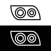 Car headlight icon in outline style isolated on white and black background vector