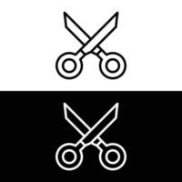 Outline scissors icon illustration on white and black background vector