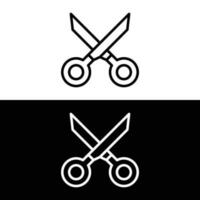 Outline scissors icon illustration on white and black background vector