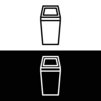 Push dustbin line icon isolated on white and black background vector