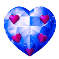 azul corazón diamante generativo ai png