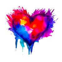 Colorful Heart, heart made with colors, creative heart generative ai png