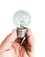 Hand holding light bulb isolated png