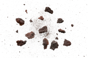 Rock explosion with dust particle. Abstract blast isolated png