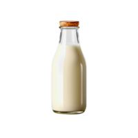 Single bottle of fresh milk isolated, clipping-path included, vertical position, closeup. png