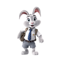 ai generiert ein Hase tragen ein Schule Uniform 3d Karikatur Charakter png