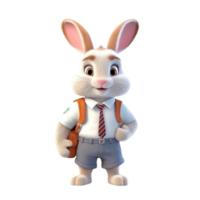 a rabbit wearing a school uniform 3d cartoon character png