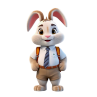 a rabbit wearing a school uniform 3d cartoon character png