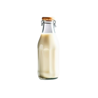 Single bottle of fresh milk isolated, clipping-path included, vertical position, closeup. png