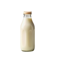 Single bottle of fresh milk isolated, clipping-path included, vertical position, closeup. png