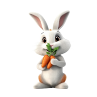 ai généré lapin en portant carotte 3d dessin animé personnage png