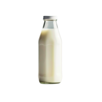 Single bottle of fresh milk isolated, clipping-path included, vertical position, closeup. png