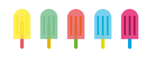 Ice cream set, ice creams with different flavor and colors png