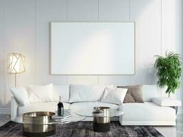 Modern home interior Mockup In Wall Living Room Templete Minimal Cozy Design photo