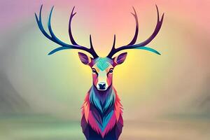 deer illustration on colorful background. AI photo