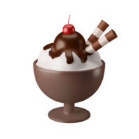 dolce delizioso coppa di gelato guarnita parfait ghiaccio crema su ciotola con cremoso guarnizione occidentale cibo dolce 3d rendere icona illustrazione isolato png