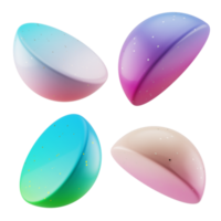 multi angle 3d shapes collection set half sphere with modern candy color gradient isolated png