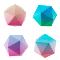 multi angle 3d shapes collection set icosahedron with modern candy color gradient isolated png