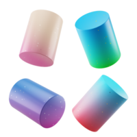 multi angle 3d shapes collection set cylinder with modern candy color gradient isolated png