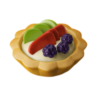 traditional mini sized fruit tartlet tart pie crust western finger food dessert dish 3d render icon illustration isolated png