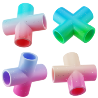 A set collection of floating 3d abstract shapes of cylider pipe in colorful modern candy gradient isolated png