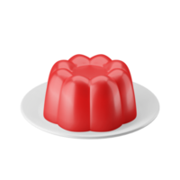 traditionell röd färgad ljuv gelé gelatin pudding efterrätt på tallrik Västra mat maträtt gourmet 3d framställa ikon illustration isolerat png