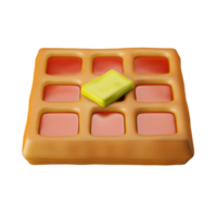 traditional warm belgian waffle wafer with maple syrup and butter dessert dish 3d render icon illustration isolated png