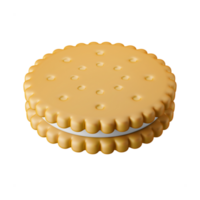 traditional round shape sandwich cracker biscuit with vanilla cream western food dessert 3d rendering icon illustration isolated png