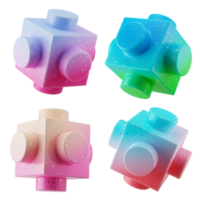 a set collection of multi angle 3d abstract shape cube cylinder fusion with modern candy color gradient isolated png