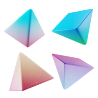 multi ángulo 3d formas colección triángulo pirámides con moderno caramelo color degradado aislado png