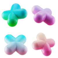 3d shapes collection multi angle x letter rounded capsule with modern candy color gradient isolated png