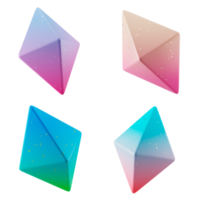 multi angle 3d shapes collection set octahedrons with modern candy color gradient isolated in white background png