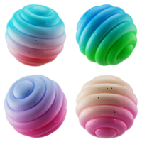 A collection set of 3d abstract form bee hive sphere ball shapes with modern candy color gradient isolated png