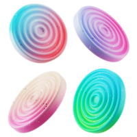 multi angle set of floating 3d abstract wavy circle shapes with candy color modern gradient isolated png