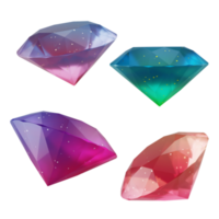 multi angle 3d shapes collection set diamond crystal with modern candy color gradient isolated png