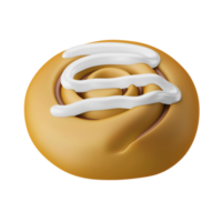 traditionell köstlich braun farbig Zimt rollen Strudel Brötchen Western Essen Dessert Snack 3d machen Symbol Illustration isoliert png