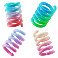 A set collection of multi angle floating 3d abstract shapes of spiral helix in colorful modern candy gradient isolated png