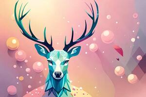 deer illustration on colorful background. AI photo