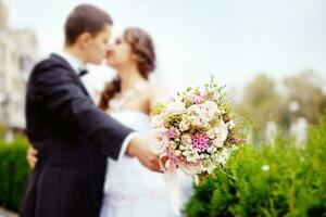 Couple on their wedding day photo