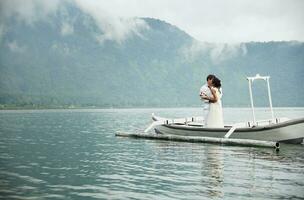 couple on teir exotic wedding day in bali photo