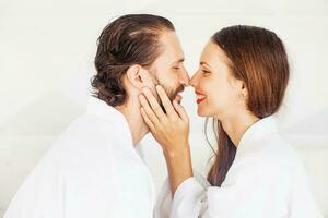 closeup of a couple tenderly kissing photo