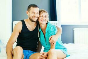 cute caucasian couple at home photo