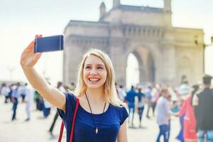 Woman taking a selfie photo