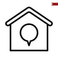 speech bubble in house line icon vector