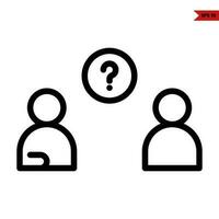 teamwork with question mark in button line icon vector