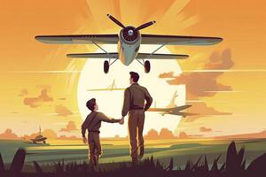 padre y su hijo jugando juntos como avión.ai generativo foto
